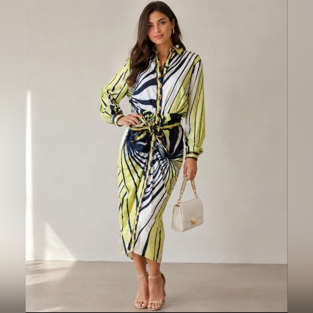 Her Bottari Print Shirt Long Dress